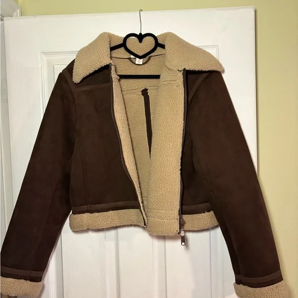 Joe Fresh Brown Faux-Shearling Jacket with Cream Lining - Picture 1 of 4